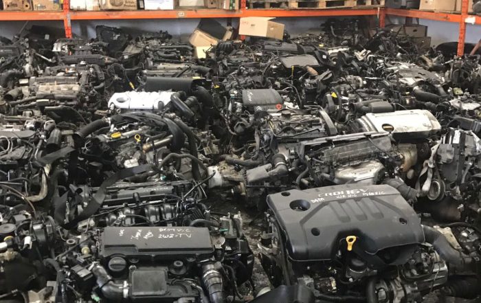 Room full of salvaged engines