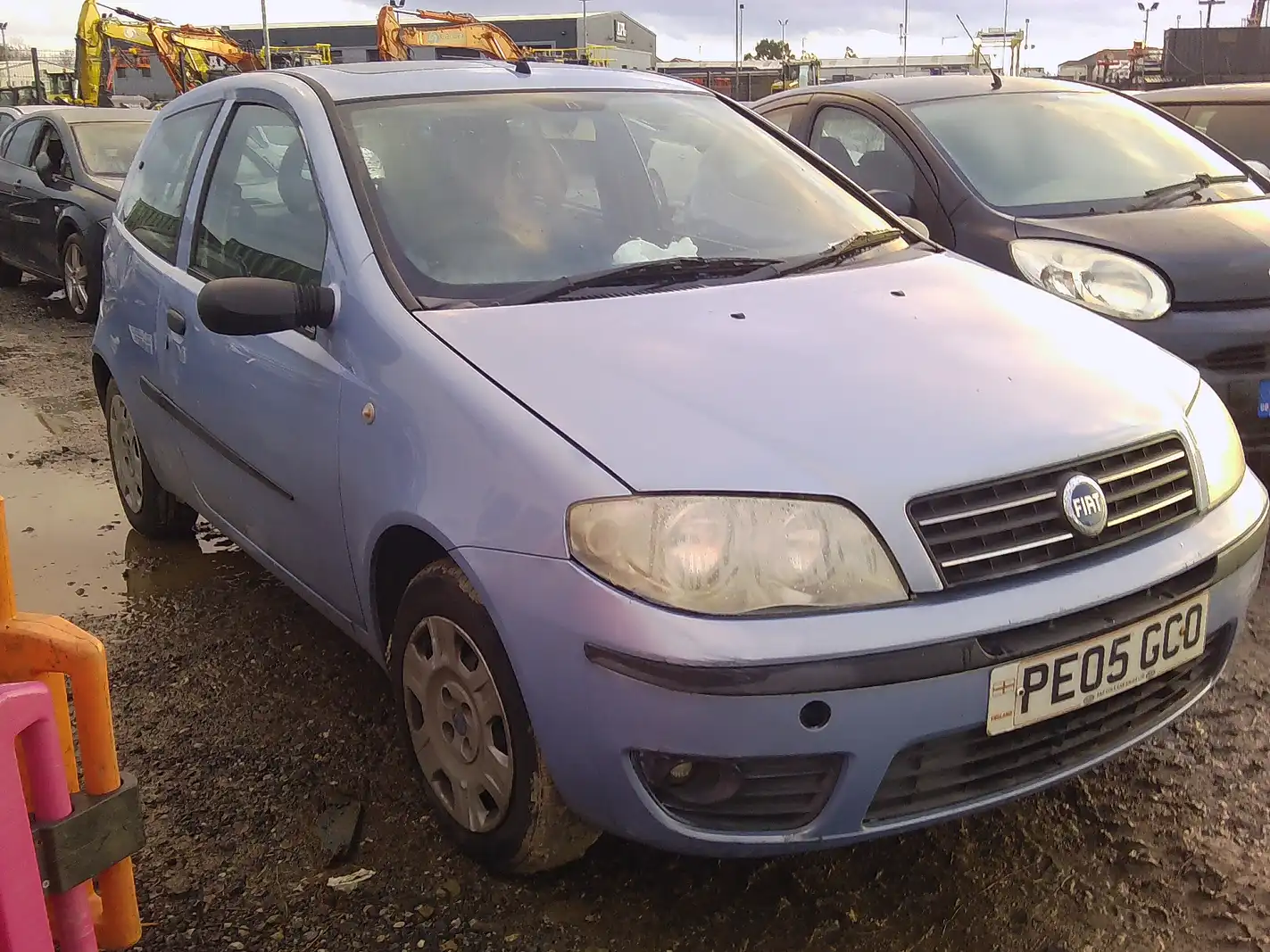 Fiat Punto blue recently arrived at Preston car breakers yard